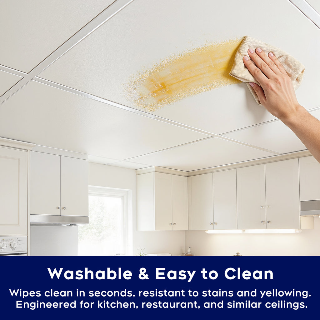 IMXPW Premium PVC Smooth Drop Ceiling Tiles 2ft x 4ft - Waterproof, Fire-Rated, Washable, Drop in Installation - No Rot, Sag, 10-Pack Cover 80 Sq. Ft, White